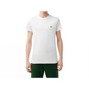 NEW LACOSTE short sleeve crew neck pima cotton jersey t-shirt in white